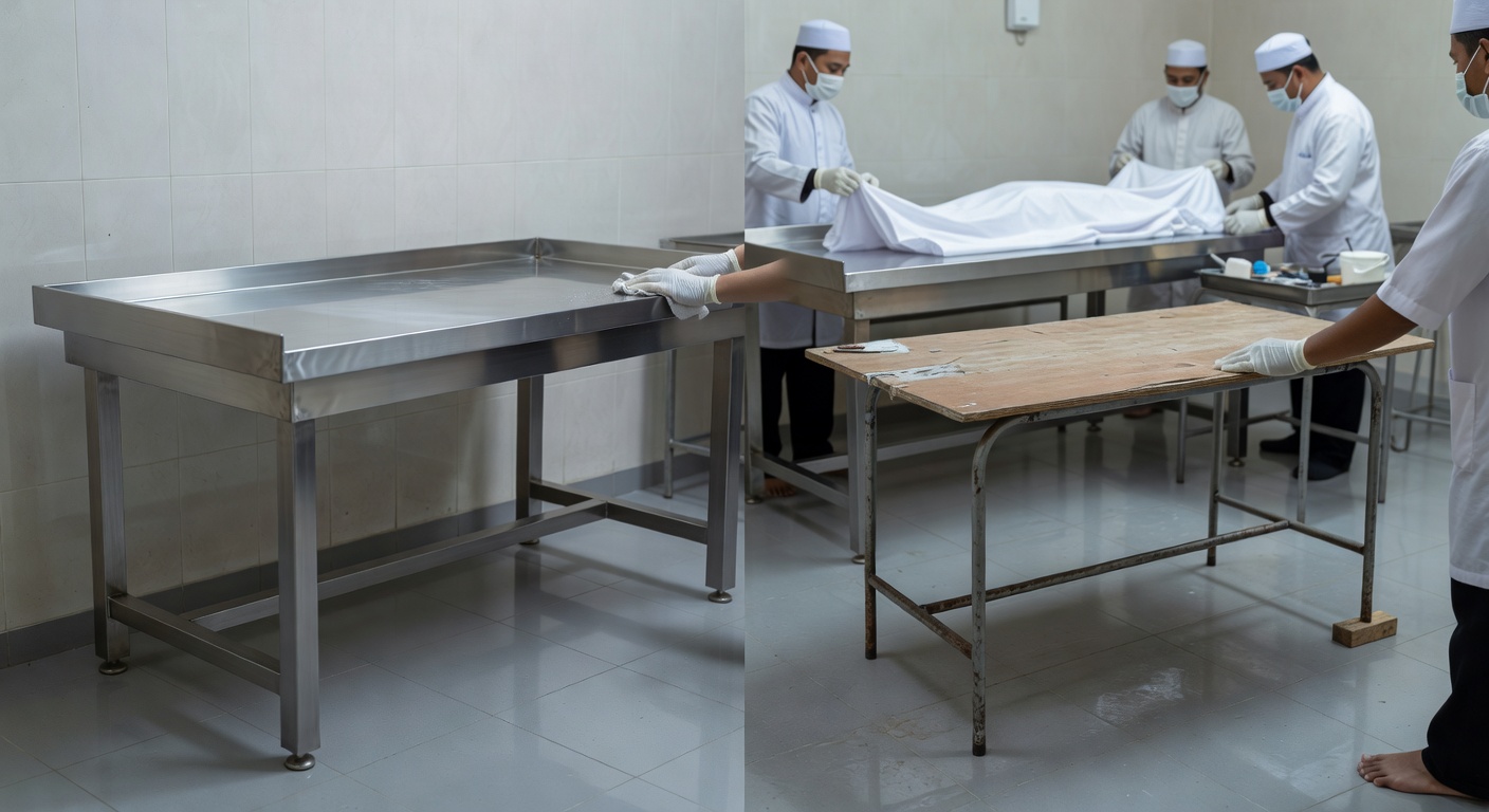 Bale Kafan Stainless vs Meja Rakitan Biasa: Risiko Operasional, Stabilitas, dan Efisiensi Kerja yang Baru Terasa Saat Dibutuhkan