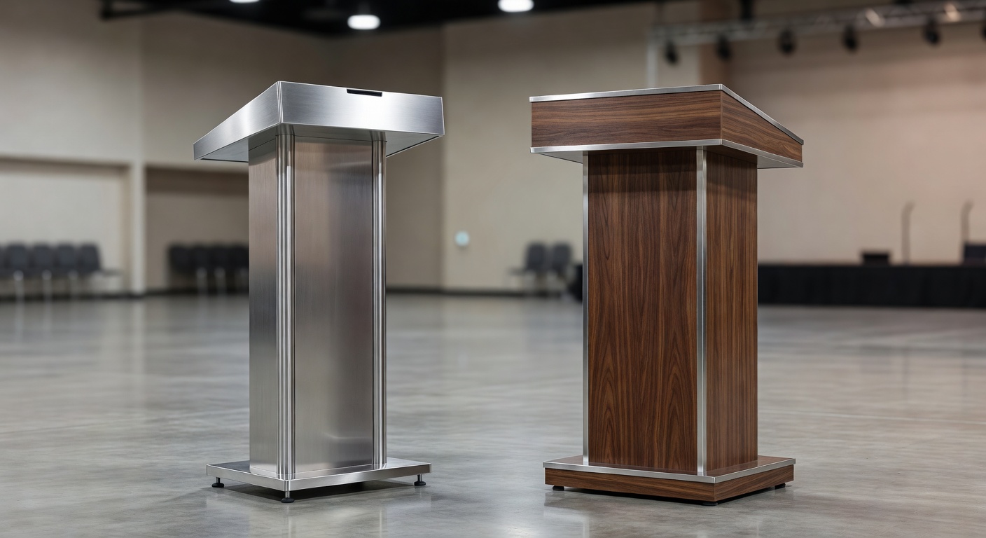 Podium Stainless atau Kombinasi Kayu? Dampaknya pada Kewibawaan Ruang Acara, Perawatan, dan Umur Pakai