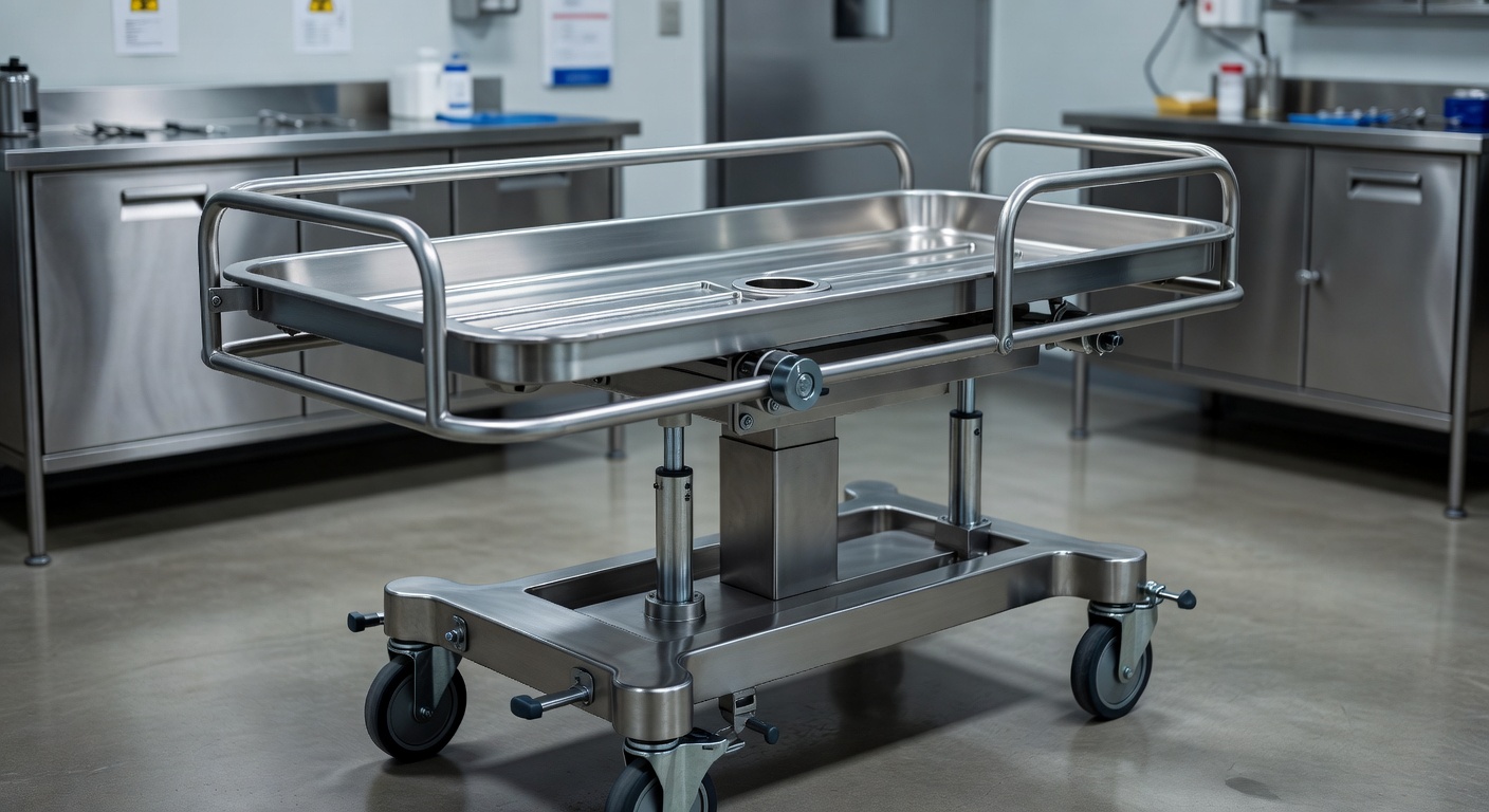 Standar Keamanan Kereta Mayat Stainless Steel untuk Prosedur Forensik Rumah Sakit