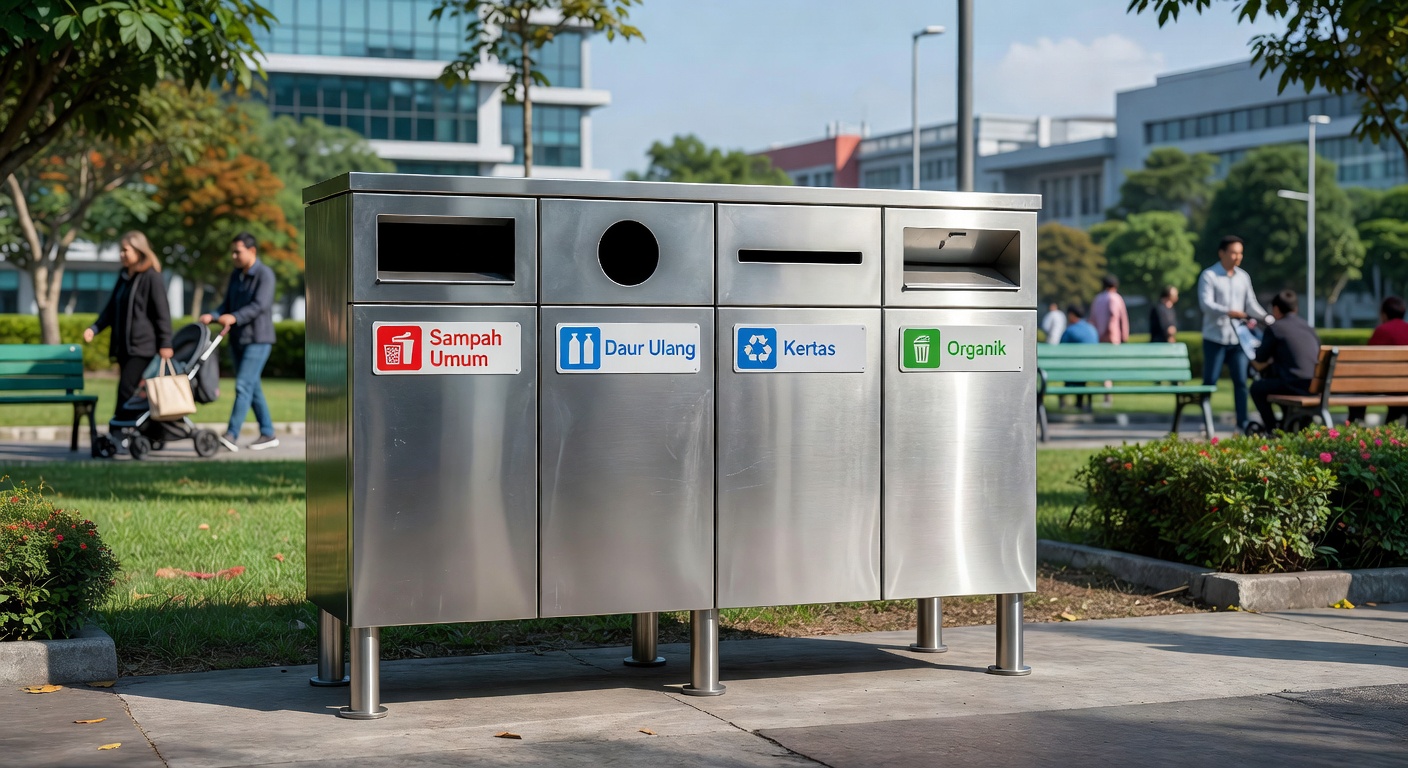 Tempat Sampah Stainless 4 in 1 untuk Area Publik: Solusi Pilah Sampah yang Rapi, Awet, dan Mudah Dirawat